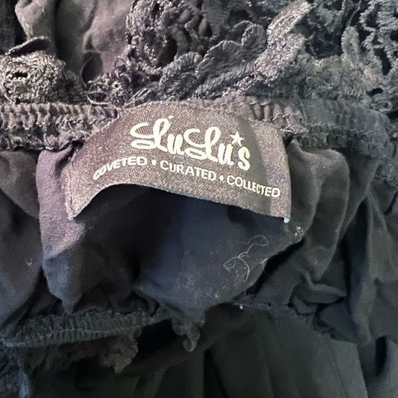 Lulus black crochet lace strapless cotton casual swim coverup dress - Picture 5 of 6